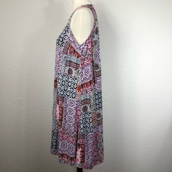JJill Women’s Pink Dress Multi Color Print Sleeveless Midi Boho Peasant Size S - Picture 6 of 9